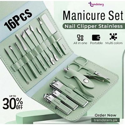 Picture of 16Pcs Manicure Set Stainless Steel Nail Clippers Kit And Pedicure (Multicolor)