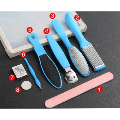 Picture of Pedicure Kit Callus Remover Stainless Steel Pedicure Rasp Tools Feet Exfoliating Scrubber 8 Pcs/Set (Multicolor)