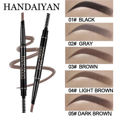 Picture of HANDAIYAN Double Headed Eyebrow Pencil Automatic Rotating  Long Lasting Natural Waterproof Triangle Eyebrow Pen Make Up (Black)
