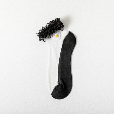 Picture of China Yuki Comfortable and cool daisy ice silk transparent socks for women (Black,Int: One size)