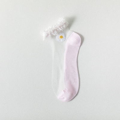 Picture of China Yuki Comfortable and cool daisy ice silk transparent socks for women (Light Pink,Int: One size)