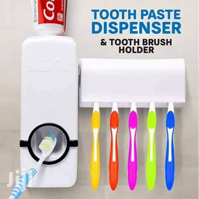 Picture of Automatic Toothpaste Dispenser and Brush Holder Set (White)