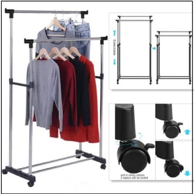 Picture of Double Pole Cloth Rack - Stainless Steel (Silver)