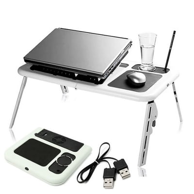 Picture of Portable Laptop Table Desk, Adjustable Height E-Table (White)