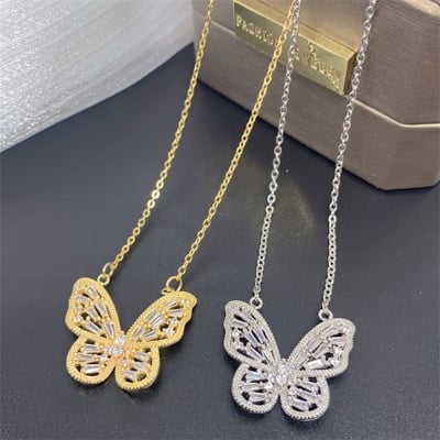 Picture of Butterfly Stylish Chain Necklace for Girls - Butterfly Necklace for Women (Gold, )