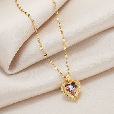 Picture of Ocean Heart Real Gold_Plating Clavicle Chain Design Neckless for Stylish Girls or Women (Gold)
