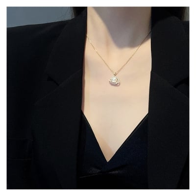 Picture of Cat Eye Planets Stylish Neckless for Girls or Women (Gold)