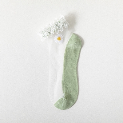 Picture of Lace Flower Comfortable cotton bamboo fiber garbage socks for women (Green,Int: One size)