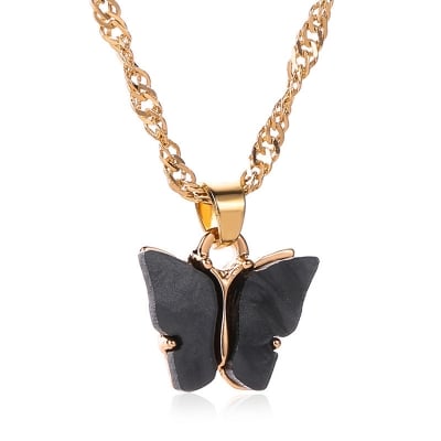 Picture of Women Necklace Creative All-match Women Jewelry Butterfly Pendant Clavicle Necklace for Party (Black,Adjustable)