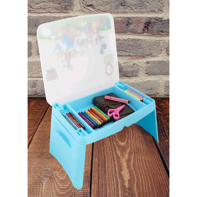 Picture of Kids Portable  Bag Cum Desk / Storage Box / Writing Table / Study Table / Baby Snack Table / Portable Folding Desk Table (Blue)