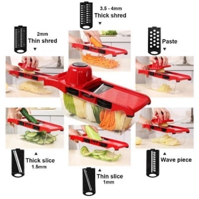 Picture of 10 in 1 Mandoline Slicer Vegetable Grater Cutter With Stainless Steel Blade (Multicolor)