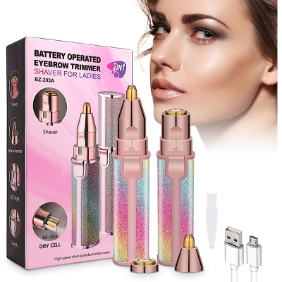 Picture of 2 in 1 Lady Shaver Eyebrow Trimmer & Hair Remover-USB Rechargeable (Multicolor)