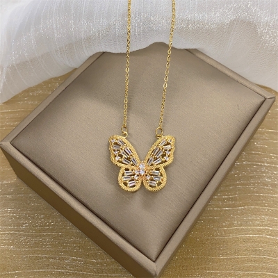 Picture of Trendy Korean-Butterfly Chain Necklace for Girls- Colour-Guarantee (Gold)
