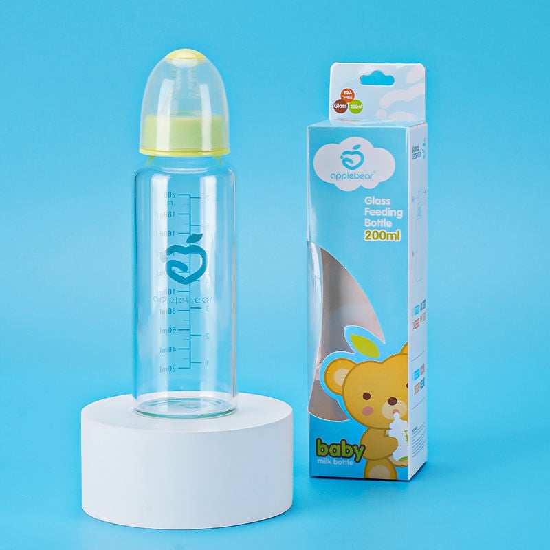 Picture of Apple Bear Transparent Glass Feeder – Pure, Hygienic & Baby-Friendly-120ml (Multicolor)