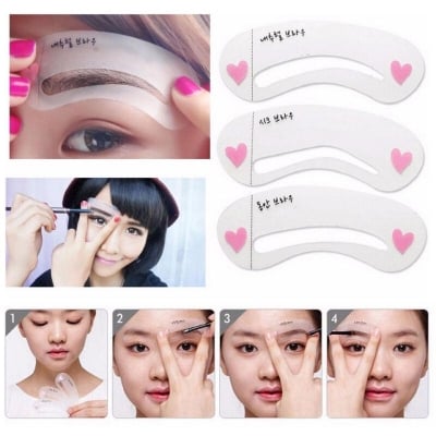 Picture of 15-Pcs/5-Set- Template Eyebrow Drawing Card Grooming Shaping Assistant Brow Make Up Transparent (Multicolor)