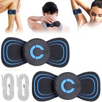 Picture of EMS Neck Massager Mini Electric Pain Relief Spine Pulse Cervical Back Muscle Massage Pads (Black)