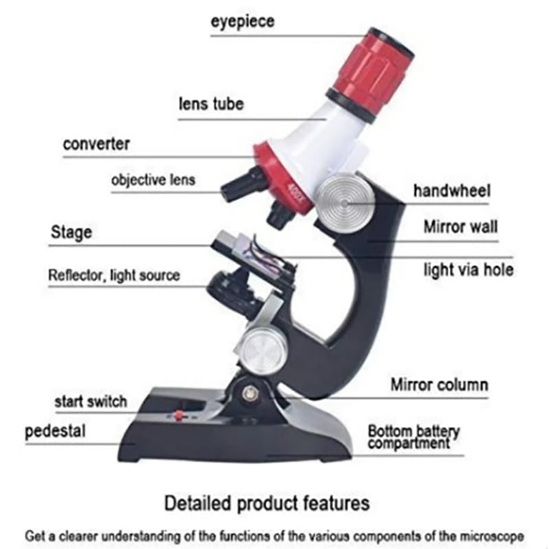 Picture of 1200 Times Microscope Toys Primary School Biological Science Experiment Equipment Kids Educational Toys Microscope Kit (Multicolor)