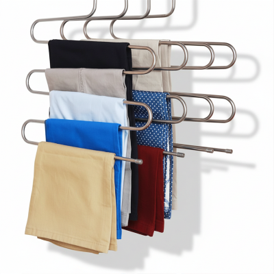 Picture of Magic 5 Layers S Shape Clothes Hangers Stainless Steel Pants Storage Hangers Cloth Rack Multilayer Storage (Multicolor)