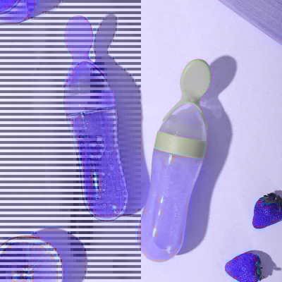 Picture of Baby Silicone Hard  Spoon Feeder (90ml Bottle) (Multicolor)