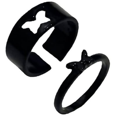 Picture of Punk Simple Hollow Butterfly Open Rings Girl Accessories New (Black,Adjustable)