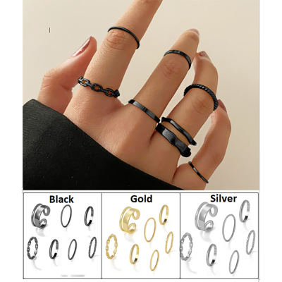 Picture of 7 Pcs/Set Finger Ring Set Women Finger Rings for women's fashion (Silver,Adjustable)