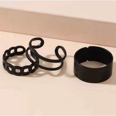 Picture of 3pcs Rings Set For Women Rings For Women Finger Ring For Women Girls Ladies Female Ornament Jewelry Jewellery ladies bag womens bag dress makeup watch couple rings ear rings Latest Collection Womens Fashion Jewellery Rings For Girls Womens Finger Ring (Black,Adjustable)