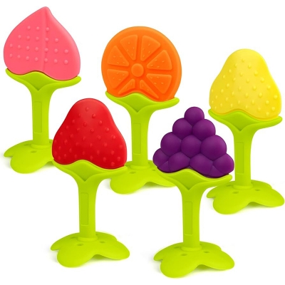 Picture of Food grade Silicone Baby Teether Chew Tooth Toys Newborn  Silicone Fruit Teether  for Baby (Multicolor)
