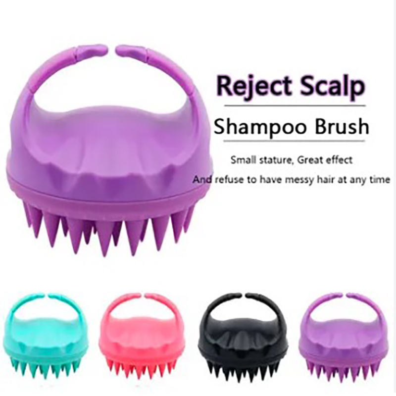 Picture of Solid Silicone Hair Scalp Shampoo Massage Brush Shower Head Massager Hair Scrubber for Dandruff  