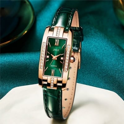 Picture of New Model Elegant Temperament Square Green/Red Belt Watch For Fashionable Ladies/Girl/Women - Watch For Women (Green)