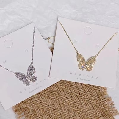 Picture of Butterfly Stylish Chain Necklace for Girls - Butterfly Necklace for Women (Gold, )