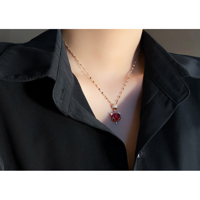 Picture of Fox Eye luxury Clavicle Chain Design Lucky Neckless for Stylish Girls or Women (Rose Gold)