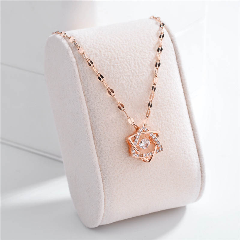 Picture of Star Point Titanium Steel Gold Electroplating Neckless for Women (Rose Gold,Adjustable)