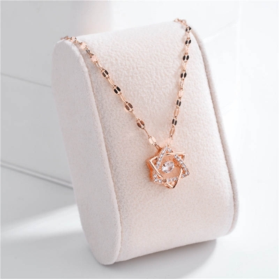 Picture of Star Point Titanium Steel Gold Electroplating Neckless for Women (Rose Gold,Adjustable)