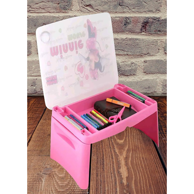 Picture of Kids Portable  Bag Cum Desk / Storage Box / Writing Table / Study Table / Baby Snack Table / Portable Folding Desk Table (Pink)