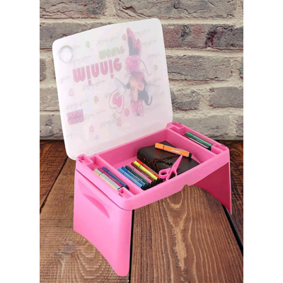 Picture of Kids Portable  Bag Cum Desk / Storage Box / Writing Table / Study Table / Baby Snack Table / Portable Folding Desk Table (Pink)