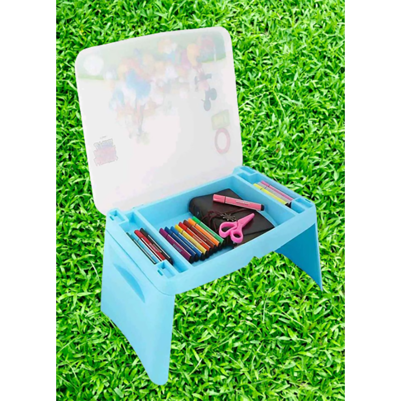 Picture of Kids Portable  Bag Cum Desk / Storage Box / Writing Table / Study Table / Baby Snack Table / Portable Folding Desk Table (Blue)