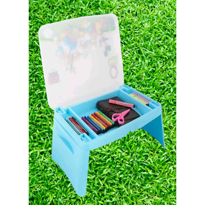 Picture of Kids Portable  Bag Cum Desk / Storage Box / Writing Table / Study Table / Baby Snack Table / Portable Folding Desk Table (Blue)
