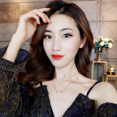 Picture of Smoxx Korean Fashion Elongated Pearl Necklace, Simple Thin Knotted Chain Size,Double Layer Clavicle Chain Jewelry Valentine's Day Gifts for Girlfriend (Gold,Adjustable)