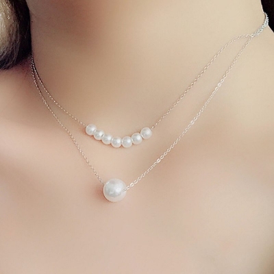 Picture of Metal double-layer pearl clavicle chain, thin temperament Korean ins style collar necklace (Gold,Adjustable)