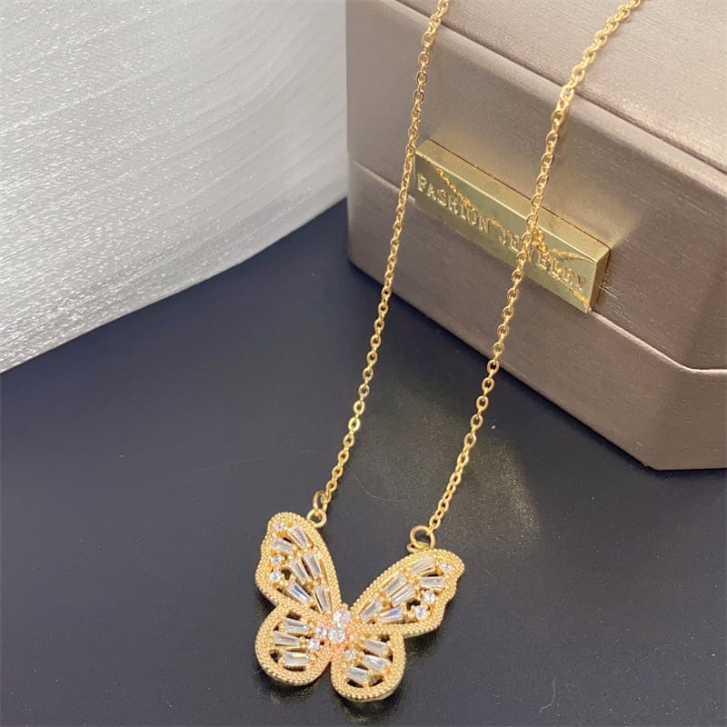 Picture of Trendy Korean-Butterfly Chain Necklace for Girls- Colour-Guarantee (Gold)