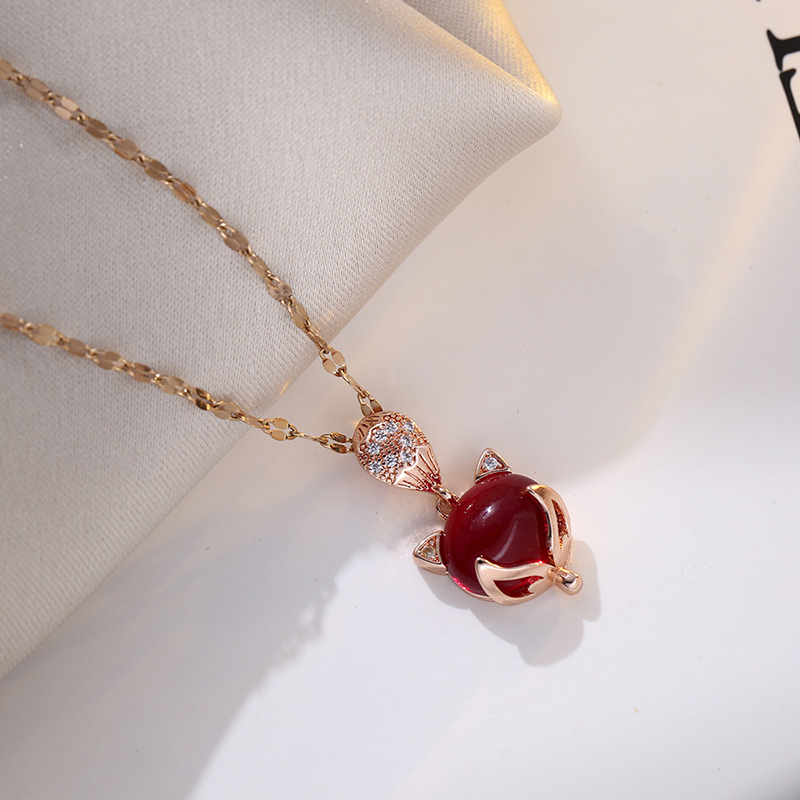 Picture of Fox Eye Real Gold Plating luxury  Design Lucky Neckless (Gold,Adjustable)