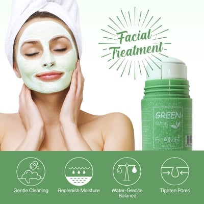 Picture of MELAO Green-Tea-Mask Stick Nourish Skin Organic Clay Mask Stick Oil Control Moisturizinge Brighteninge Detoxifying Acne Remover (Face,Others)