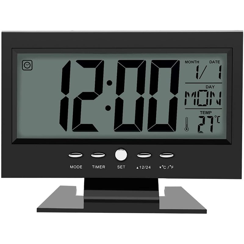 Picture of Digital table clock Voice Control Temperature Calendar Automatic Back-light - Wall Clock (Multicolor)
