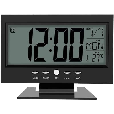 Picture of Digital table clock Voice Control Temperature Calendar Automatic Back-light - Wall Clock (Multicolor)