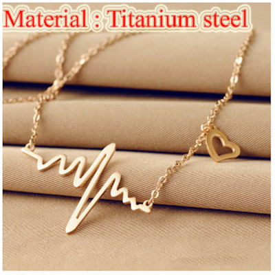 Picture of ECG Heart Beat Jewelry Necklace (Gold,Adjustable)
