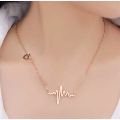 Picture of Exclusive Heart beat ECG Alloy Necklace for Women (Gold,Adjustable)