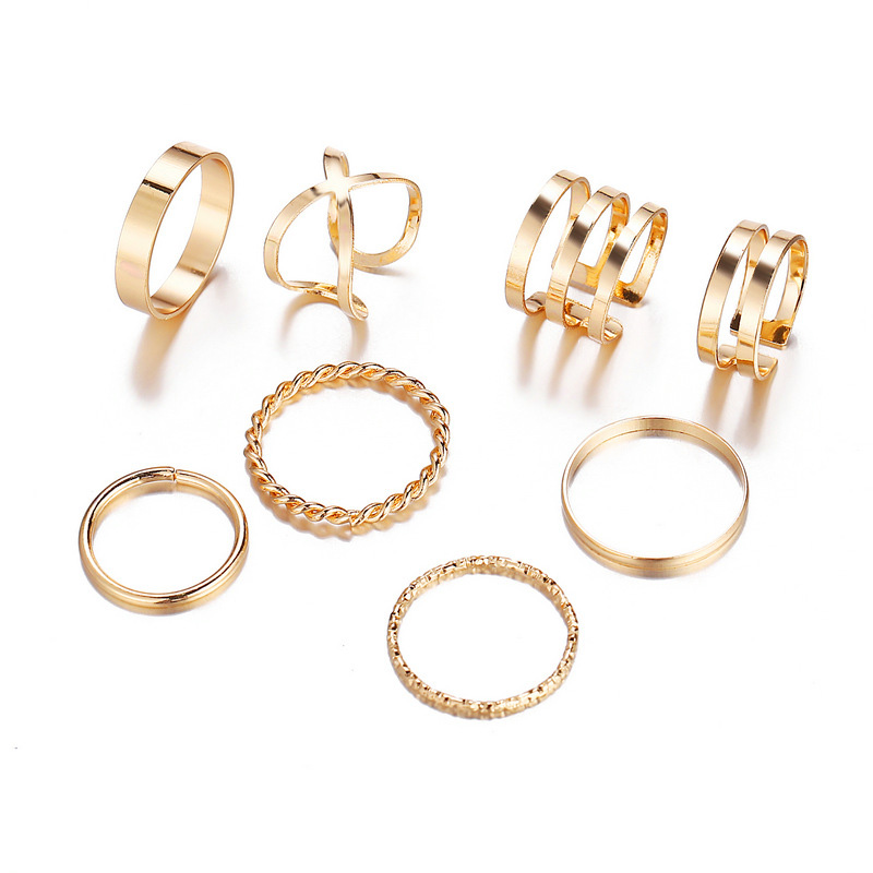 Picture of 8 Pcs/Set Finger Ring Set Women Finger Rings for women's fashion (Gold,Adjustable)
