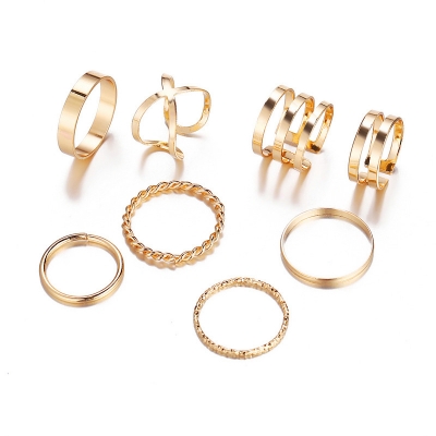 Picture of Finger Ring Set Fashionable  Rings for women's fashion-8 Pcs Set (Gold,Adjustable)