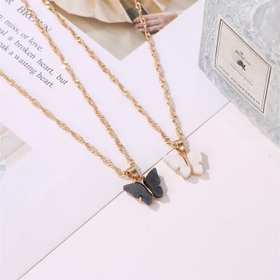 Picture of Women Necklace Creative All-match Women Jewelry Butterfly Pendant Clavicle Necklace for Party (Pink,Adjustable)