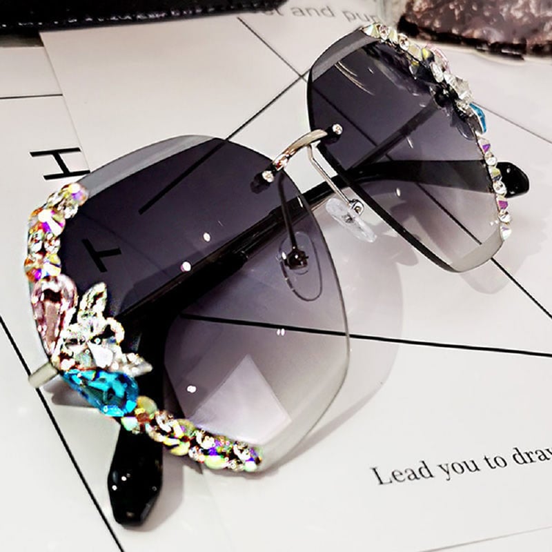 Picture of Korean Version anti-UV Stone fashion Sunglass For Women (Purple,Gold)